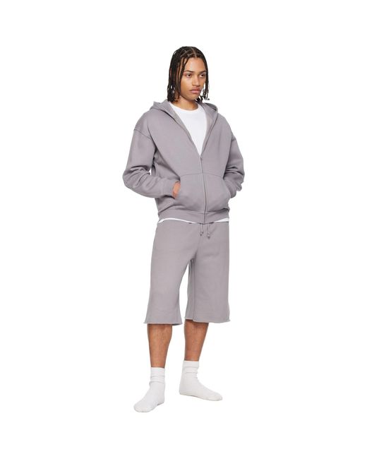 Skims Gray Fleece Lounge Relaxed Zip Up Hoodie for men