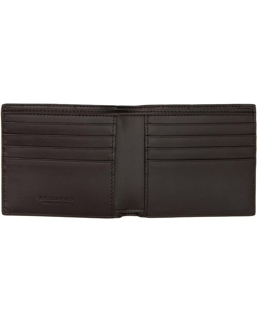 Bottega Veneta Black Brown Intrecciato Bi-fold Wallet for men