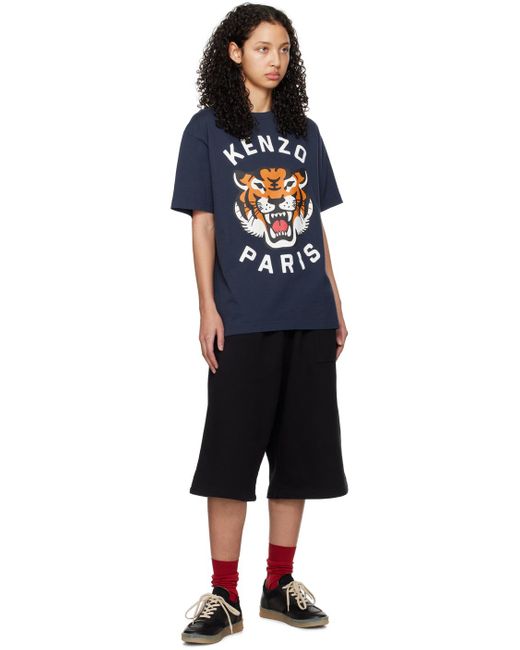 T-shirt bleu marine à image de tigre et à logo KENZO en coloris Black