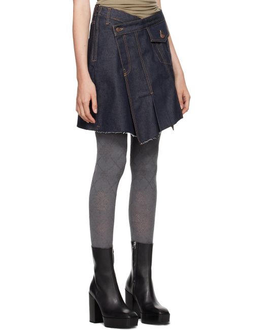 OPEN YY Black Wrap Denim Miniskirt