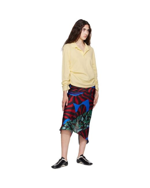 Dries Van Noten Blue Printed Midi Skirt