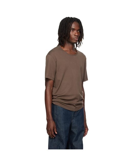 Lemaire Brown Scoop-Neck T-Shirt for men