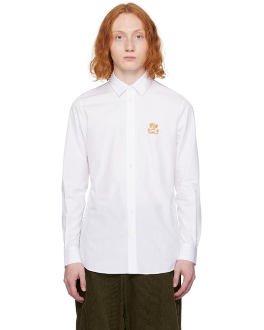 Moschino White Teddy Patch Shirt for men