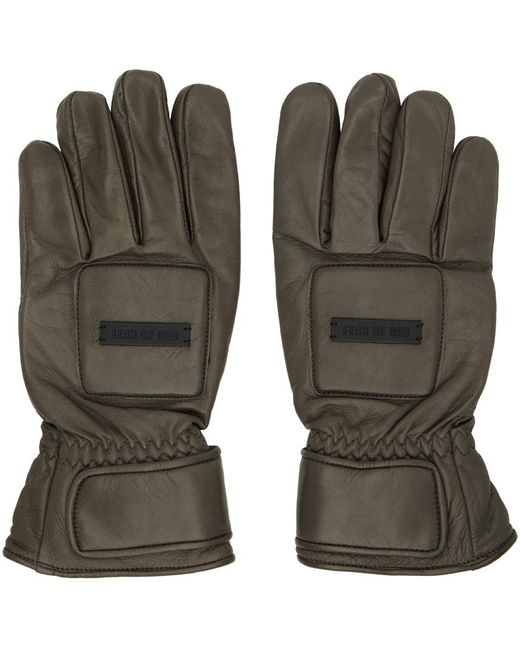 Fear Of God Green Leather Driver Gloves for men