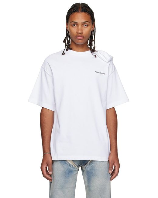 Y. Project White Ssense Exclusive Folded Shoulder T-shirt for men