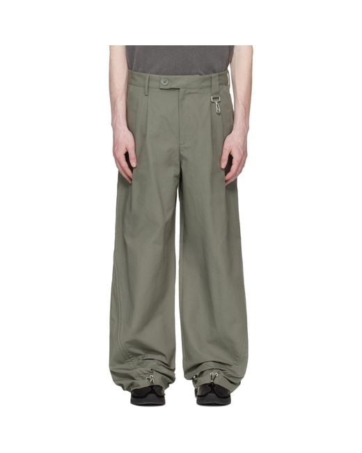 Reese Cooper Brown Khaki Cotton Ripstop Pleated Trousers for men