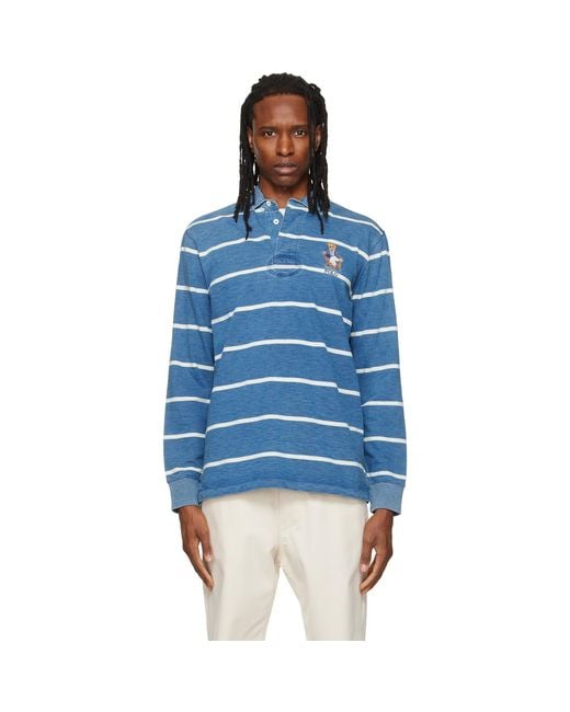 Polo Ralph Lauren Blue Classic Fit Polo Bear Rugby Polo for men