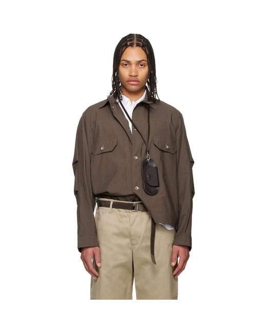 Sacai Brown Khaki Cotton Typewriter Jacket for men