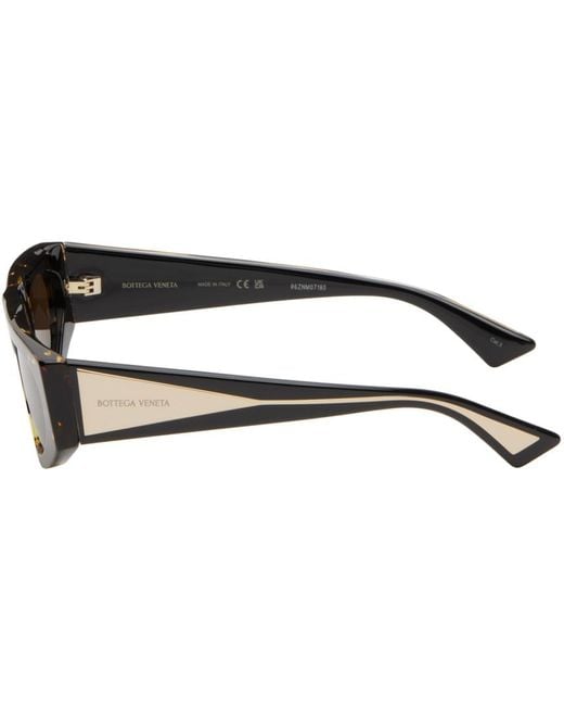 Bottega Veneta Black Brown Rectangular Sunglasses