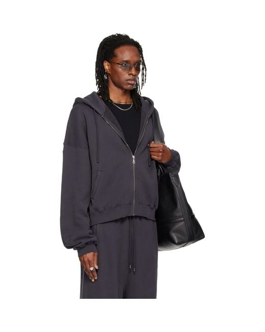 Lu'u Dan Blue Washed Zip Hoodie for men