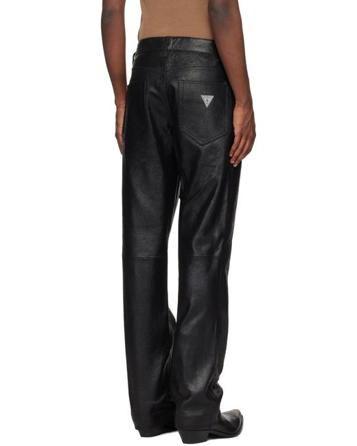 Guess Black Crackle Leather Pants for men