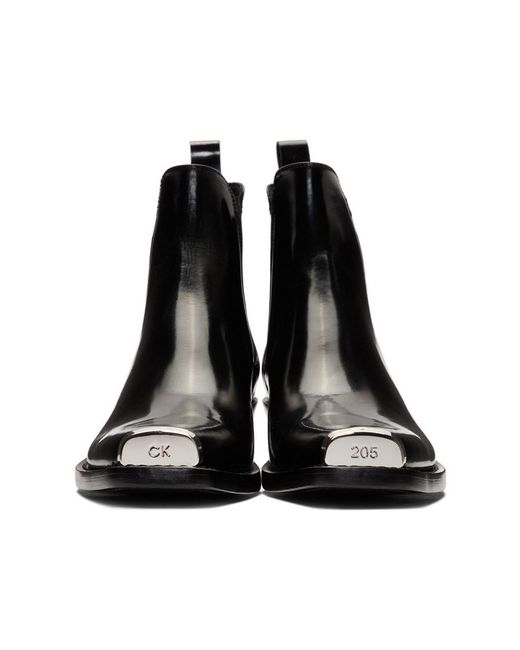 CALVIN KLEIN 205W39NYC Leather Black Western Chris Chelsea Boots for Men |  Lyst