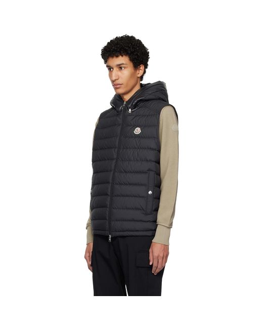Moncler Black Bourget Hooded Down Vest for men
