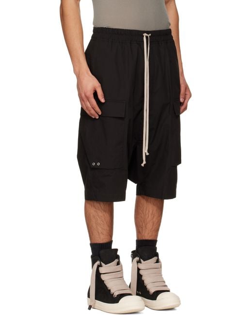 Rick Owens Black Temple Pods Cargo Shorts for men