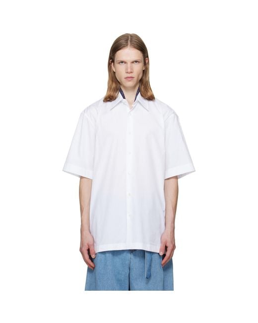 Dries Van Noten White Short Sleeve Cotton Shirt for men