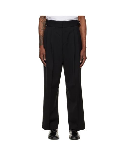 HUGO Black Adjustable Waistband Wool Formal Trousers for men