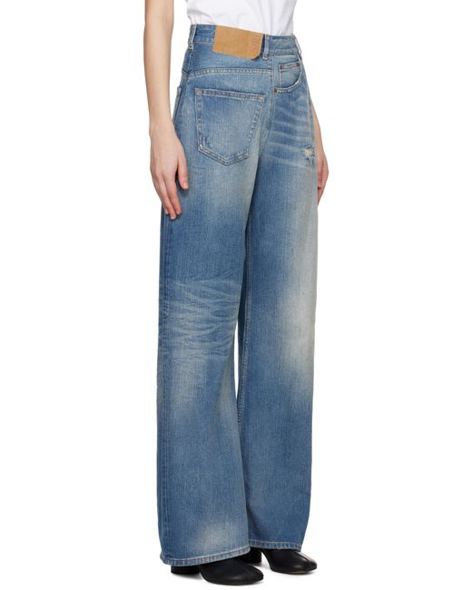 MM6 by Maison Martin Margiela ブルー ツイスト ワイドレッグジーンズ Blue