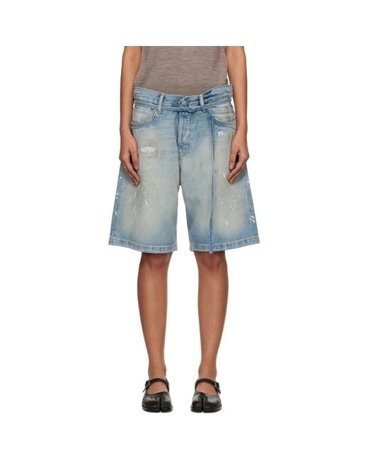 Acne Blue Belted Denim Shorts