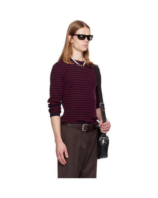 TONYWACK Purple Merino Wool Essential Stripe Sweater for men