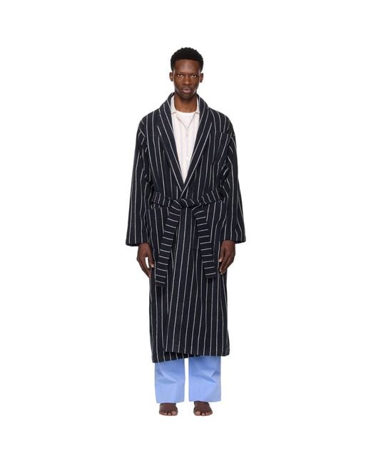 Tekla Black Terry Classic Bathrobe for men