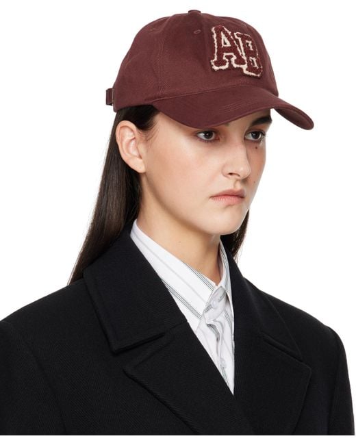 Anine Bing Black Burgundy Letterman Jeremy Baseball Cap
