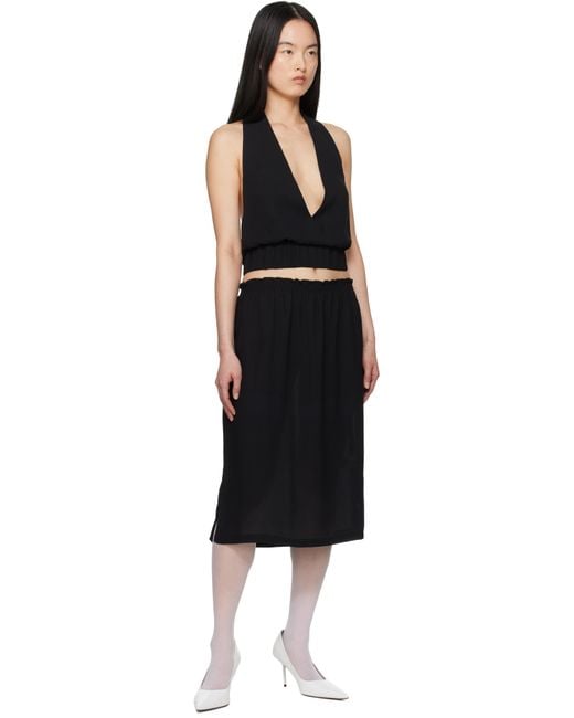 【Ashley Williams】ブラック Smocked-Waist ミディアムスカート Ashley Williamsのブラック Smocked-Waist ミディアムスカートが