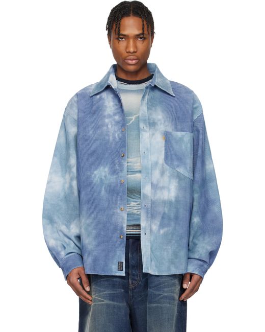 ERL Blue Tie-Dye Corduroy Overshirt for men
