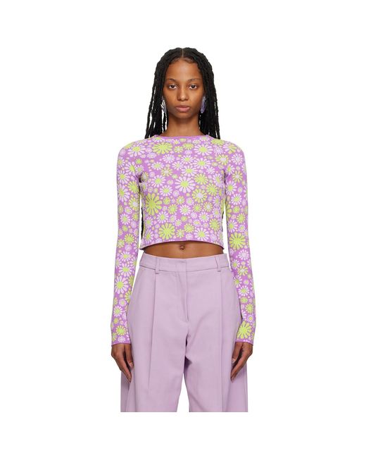 Sportmax Red Purple Fiorito Long Sleeve T-shirt