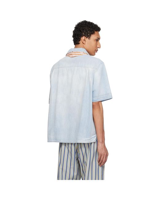 Marni White Chambray Neck Tie Shirt for men
