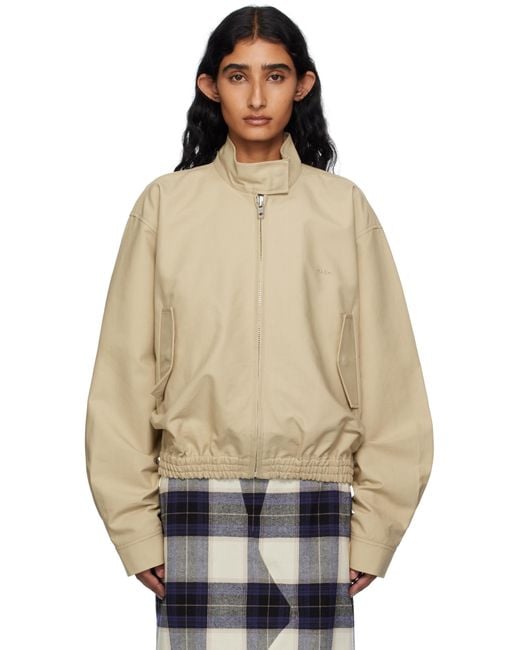 Pushbutton Natural Stand Collar Blouson Jacket