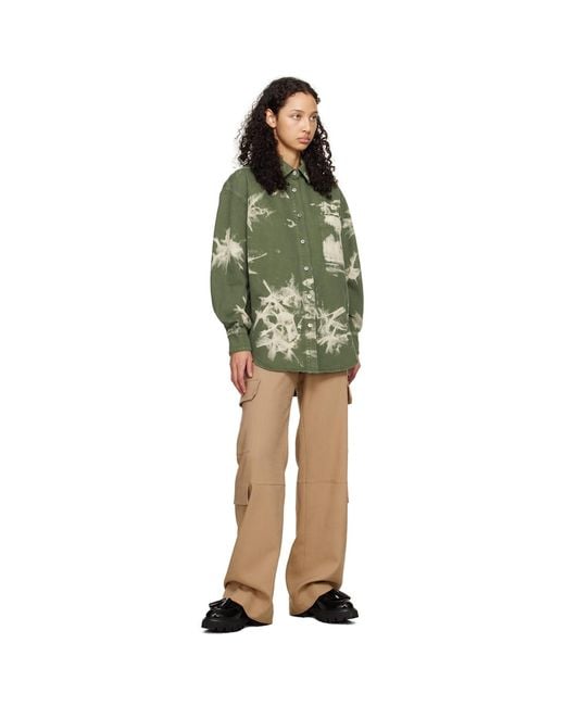 MSGM Green Bleach Denim Shirt