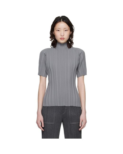 トップス PLEATS PLEASE ISSEY MIYAKE RIB KNIT Pleats Please Issey Miyake Rib Knit Top in Black | Lyst