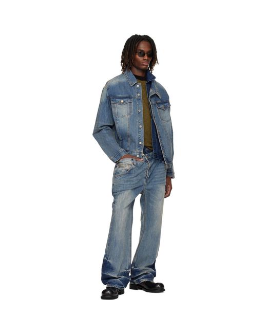 ANDERSSON BELL Blue Asymmetric Layered Denim Jacket for men