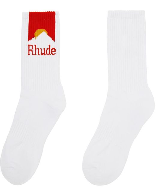 Rhude White Moonlight Socks for men