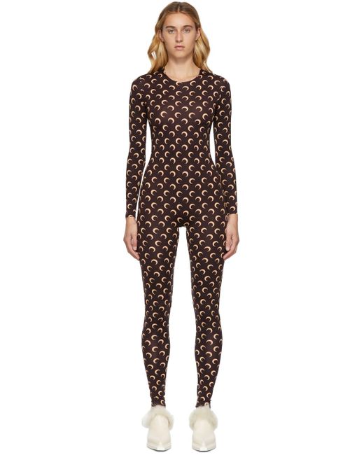 Marine Serre Synthetic Iconic All Over Moon Jumpsuit in Brown - Lyst