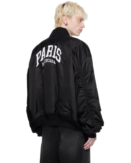 Balenciaga Black 'paris' Bomber Jacket for men