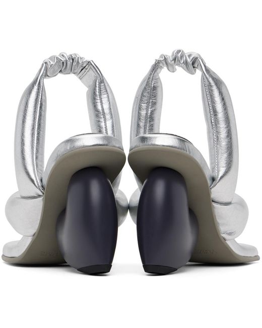 Sandales à talon sculptural argentées Yume Yume en coloris White