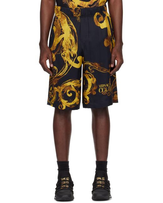 Versace Black Watercolor Couture Shorts for men