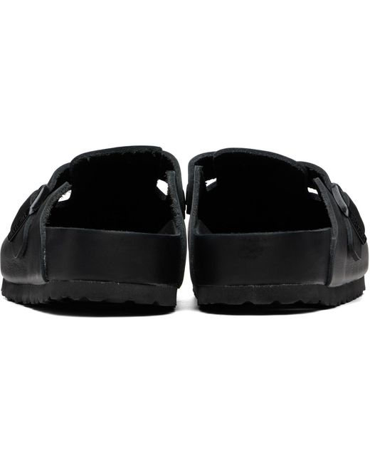 Birkenstock Black Regular Boston Leather Slip-On Loafers for men