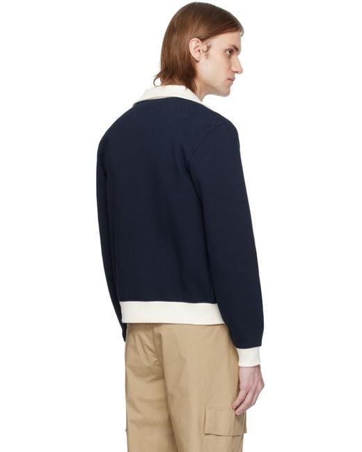 メンズ Lacoste ネイビー＆ホワイト Paris レギュラーフィット ジップアップ スウェットシャツ Blue