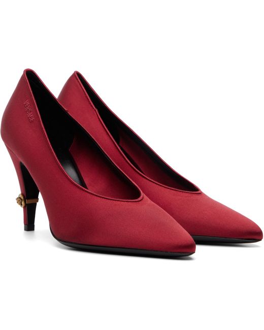 Versace Red Gianni Satin Heels