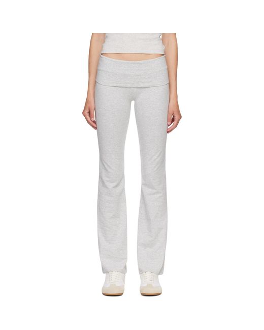 Skims Gray Cotton Jersey Foldover Lounge Pants