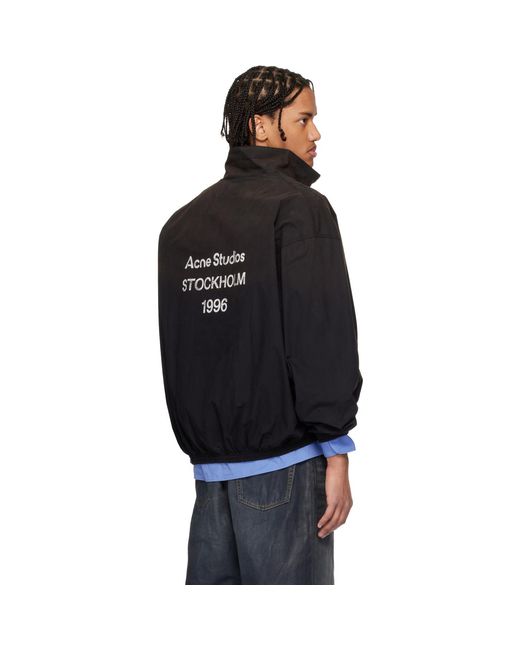 Acne Black Logo Zipper Jacket for men