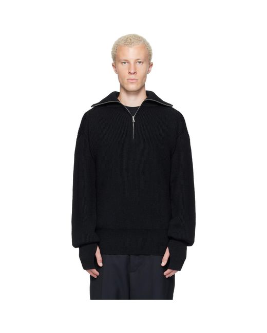 Rier Black Halfzip Utility Sweater for men