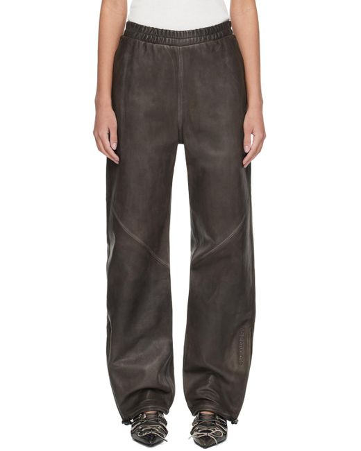 Acne Black Brown Casual Leather Trousers