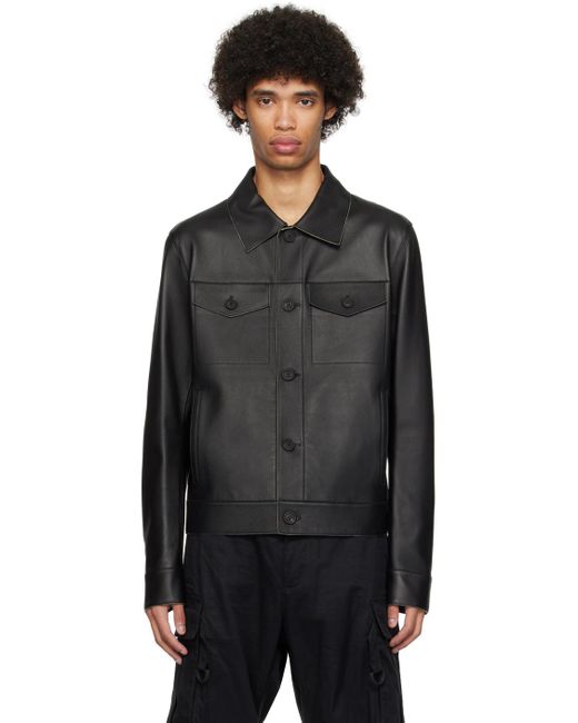 Mackage Black Lincoln Leather Jacket for men