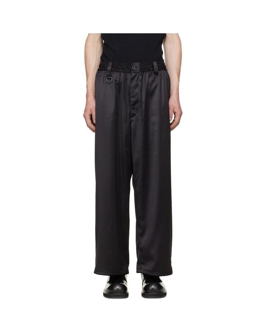 Y-3 Black Satin Gradient 3-Stripes Track Pants for men