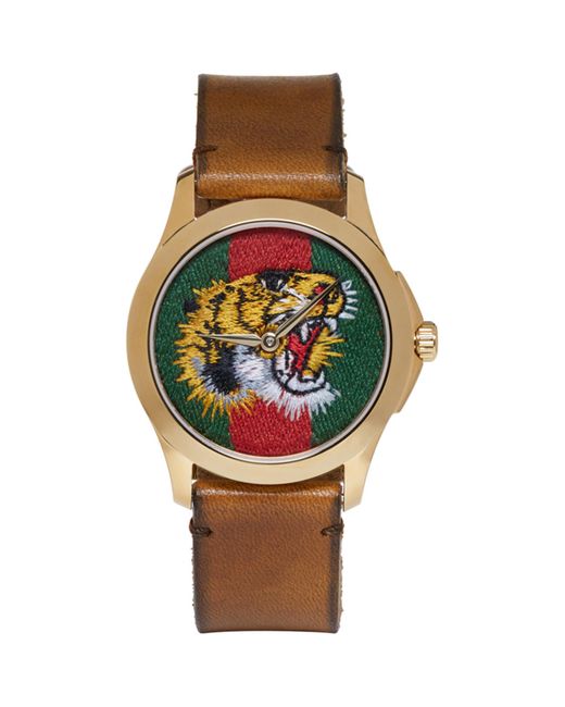 Gucci Gold Medium G-timeless Tiger Watch in Metallic | Lyst Australia