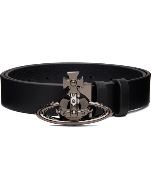 Vivienne Westwood Black Orb Buckle Belt for men