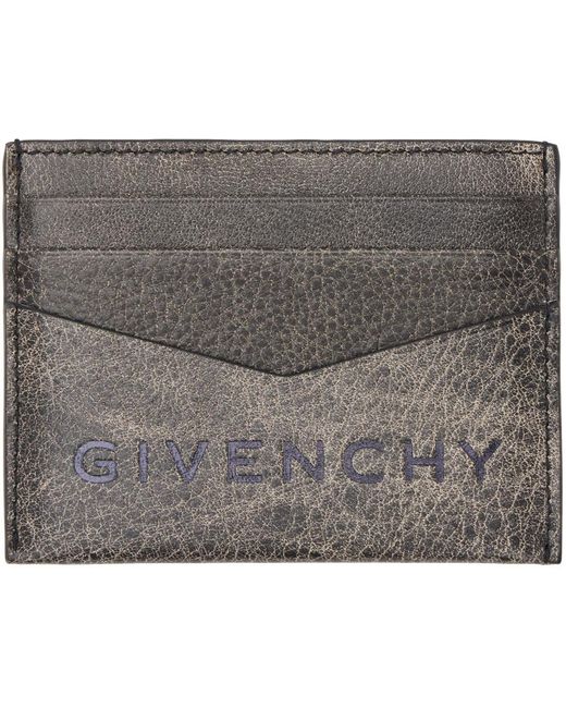 Givenchy Gray Black Embossed Card Holder for men